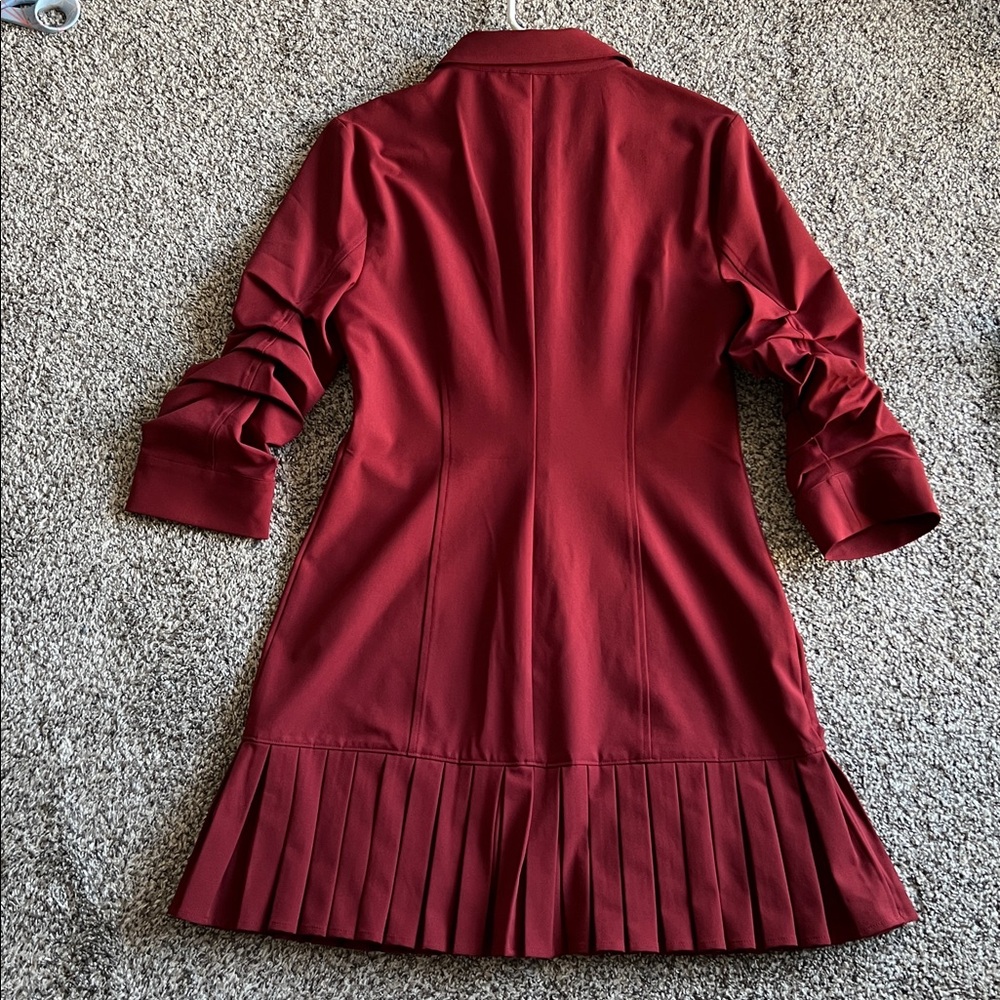 CINQ A SEPT | Lucilla Pleated-Hem Mini Shirtdress - Picture 6 of 8